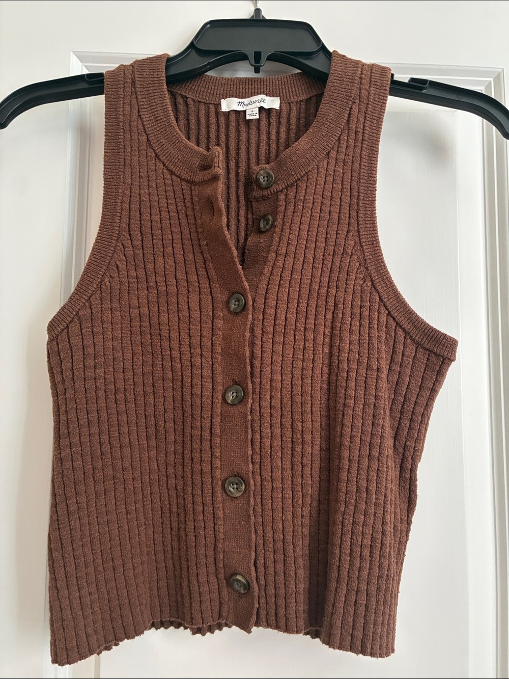 Madewell Ribbed Button-Front Tank Top - Brown